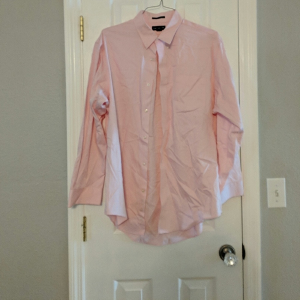Pink Land's End mens button down